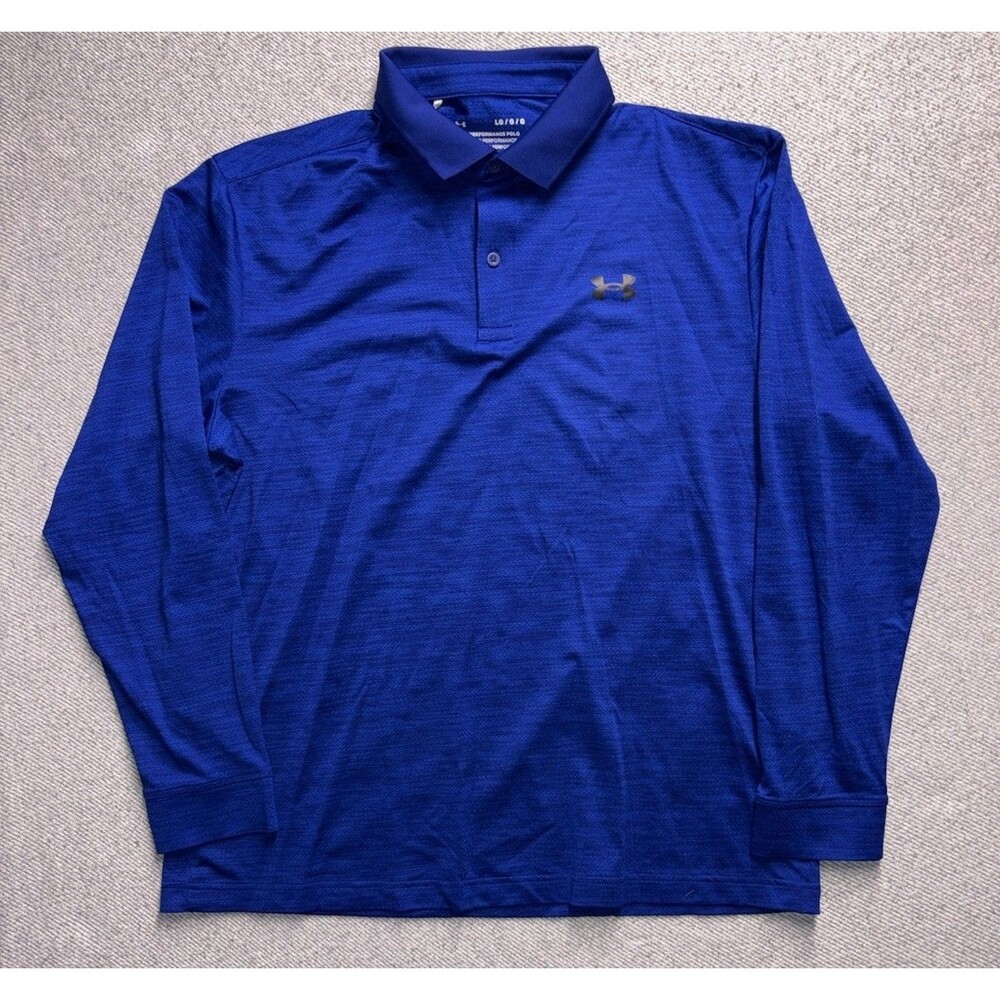 Under Armour Men's "The Performance Polo" Long Sleeve Size Large Blue